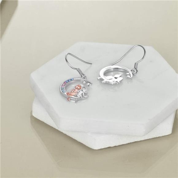 Sisters Sterling Silver Dangle Earrings Birthday Jewelry Gifts for Her - Picture 3 of 6